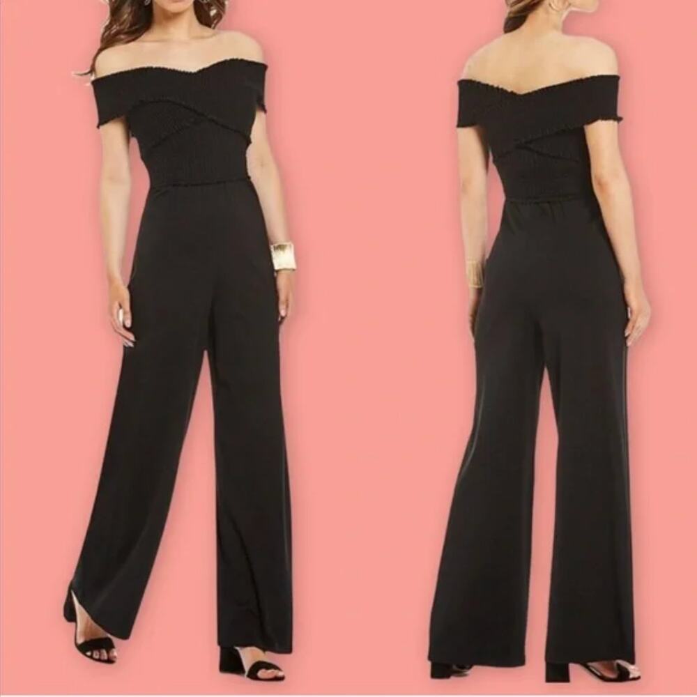 Gianni Bini Off the Shoulder Jumpsuit Smocked Size Medium